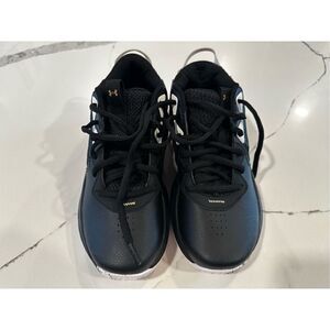 Under Armour Lockdown 6 Basketball Shoes Black Gold Youth Sz 4